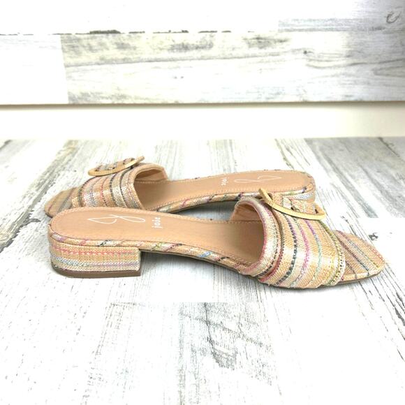 Joie Womens 7.5 Claire Multicolor Stripe Woven Buckle Flat Sandals Casual Summer - Picture 6 of 8